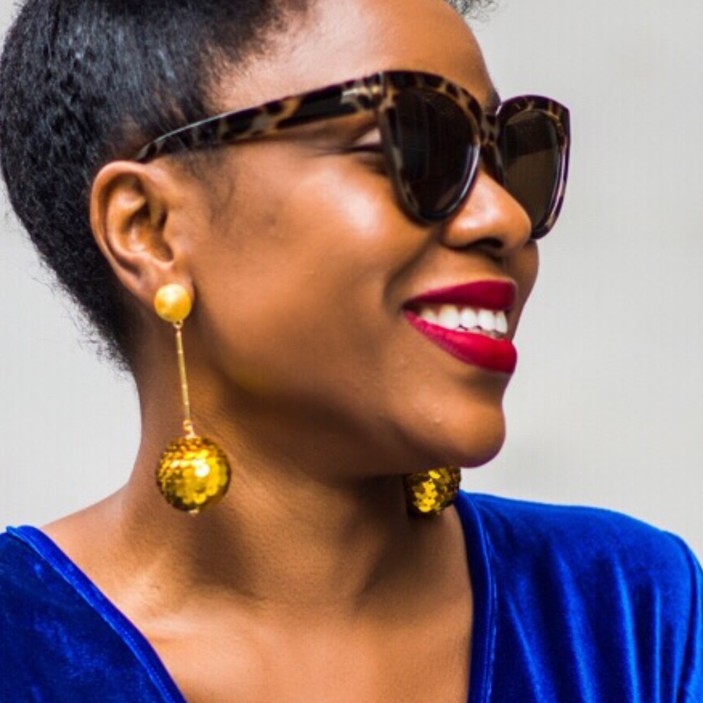 BaubleBar Gold Sequin Ball Drop Earrings